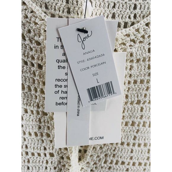 Joie Women's Ivory Analia Sleeveless Crochet Knit Frayed Tank Large NEW $298 - Picture 7 of 8